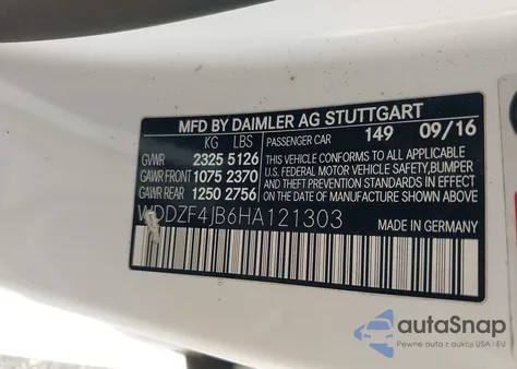 2017 Mercedes-Benz E 300 from USA, damaged, VIN WDDZF4JB6HA121303